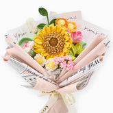 YSHomy Crochet Big Sunflower Rose Tulip Daisy Bouquet